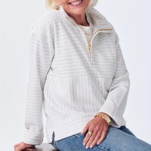 Alice Walk THE ZIP-UP SWEATSHIRT - STRIPED Small